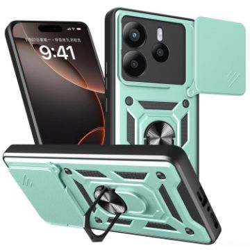 Redmi Note 14 5G Green Phone Case with Sliding Camera Cover TPU+PC - 1
