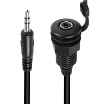 3.5mm TRS Stereo Ground Plug Panel Audio Cable 0.3m (M to F) - 1