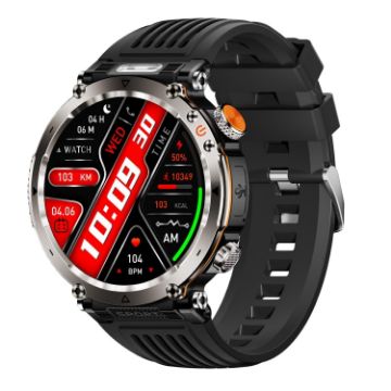 HT30 Smart Watch - 1.7" IP68 Waterproof, Flashlight, Compass, Black - 1