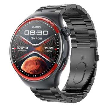 T82 1.43" Round Screen Smart Watch, BT Call, Health Monitoring, Black Strap - 1