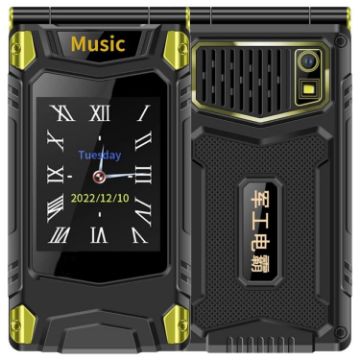 M7+ 4G Dual Screen Flip Phone, 6800mAh, Dual SIM, SOS, EU Plug, Black - 1
