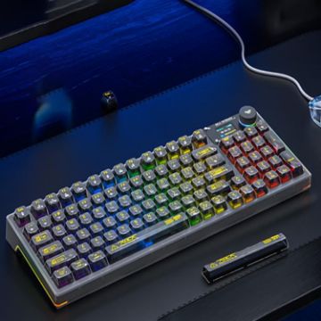 AULA F98 Pro 99-Key RGB Mechanical Keyboard, Ice Crystal Shaft, Wired/2.4G/Bluetooth - 1