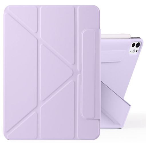 iPad Pro 13 2024 Purple Magnetic Leather Tablet Case with Fixed Buckle - 1