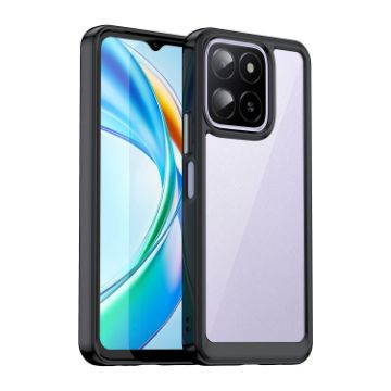 For Honor X6a Acrylic Hybrid TPU Phone Case - Black, Colorful Series - 1