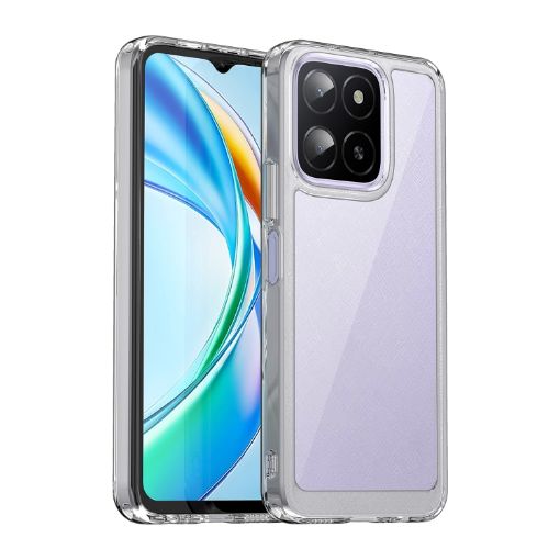 For Honor X6a Colorful Series Acrylic Hybrid TPU Phone Case Transparent - 1