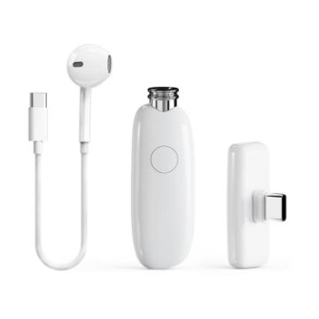 FUNSNAP M3 Wireless Microphone with Monitoring Earphones, Type-C, White - 1