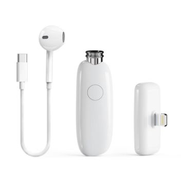 FUNSNAP M3 Wireless Microphone with Monitoring Earphones, 8 Pin, White - 1