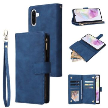 Samsung Galaxy A17 5G Frosted Zipper Wallet Leather Case - Blue - 1