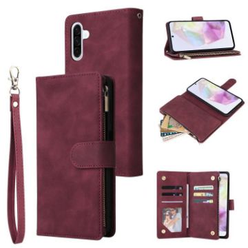 Samsung Galaxy A17 5G Wine Red Leather Wallet Phone Case with Zipper - 1