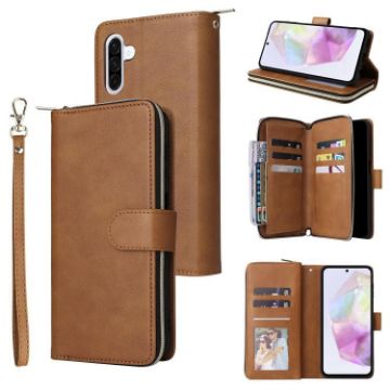 Samsung Galaxy A17 5G Leather Wallet Case with 9 Card Slots (Brown) - 1