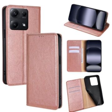 Redmi Note 14S 4G Rose Gold Magnetic Leather Phone Case - 1