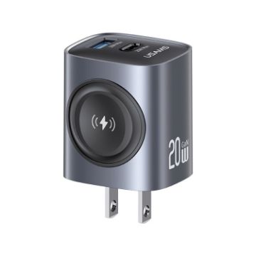 USAMS T67 20W GaN Fast Charger USB/USB-C, US Plug, Gun Color - 1