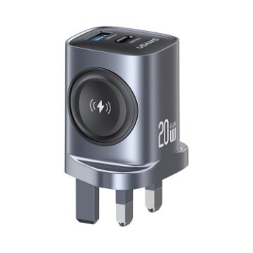 USAMS T67 20W GaN Fast Charger USB/USB-C UK Plug - Gun Color - 1
