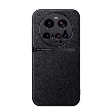 Xiaomi 15 Ultra Black Litchi Leather Magnetic Shockproof Phone Case - 1