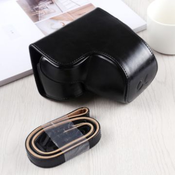 Sony A6400 Full Body Camera PU Leather Case Bag with Strap - Black - 1
