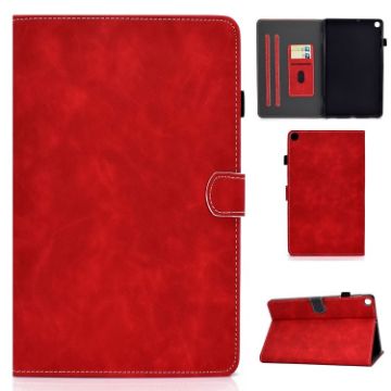 Samsung Galaxy Tab A7 Lite T220 Red Leather Case with Holder & Slots - 1
