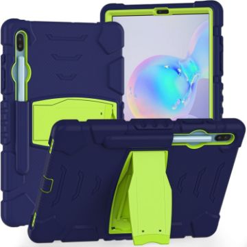 Samsung Galaxy Tab S6 T860 Shockproof Case with Holder - NavyBlue/Lime - 1