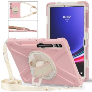 Samsung Galaxy Tab S7 FE/S7+/S9+/S8+ Rose Gold Case with Holder & Strap - 1