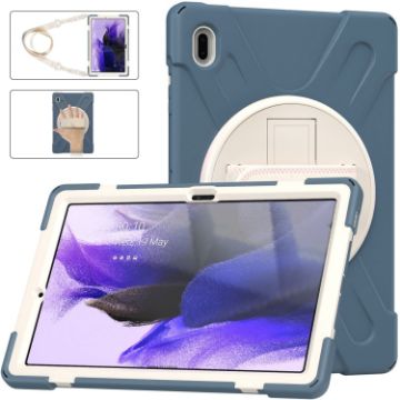 Samsung Galaxy Tab S7 FE/S7+/S9+/S8+ Protective Case, Holder & Strap, Blue - 1
