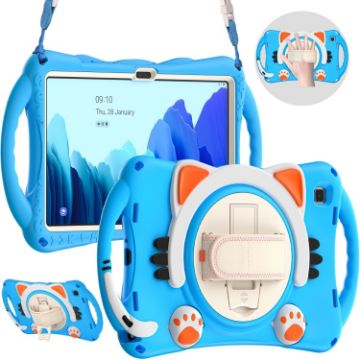 Samsung Galaxy Tab A7 10.4 2020 Cat King Kids Shockproof Case Blue - 1