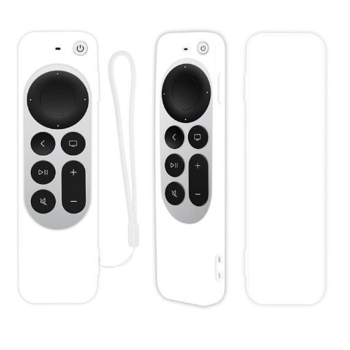 Silicone Case Cover with Rope for Apple TV 4K 4th Siri Remote (White) - 1