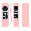 Pink Silicone Protective Case Cover with Rope for Apple TV 4K Siri Remote - 1