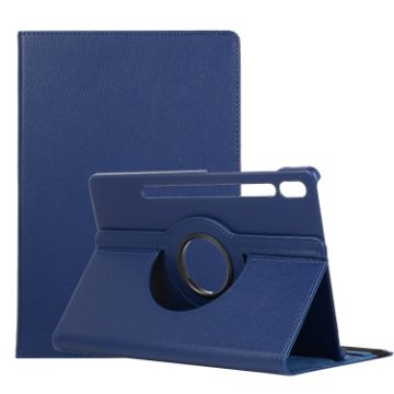 Samsung Galaxy Tab S7 FE T730 Blue Litchi Texture 360 Leather Case - 1