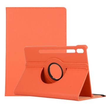 Samsung Galaxy Tab S7 FE T730 Orange 360 Rotating Leather Case - 1