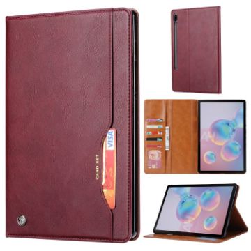 Samsung Galaxy Tab S7 FE Wine Red Leather Case with Photo Frame & Wallet - 1