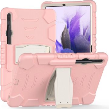Samsung Galaxy Tab S7+/S7 FE/S8+ 3-Layer Case with Holder - Pink - 1