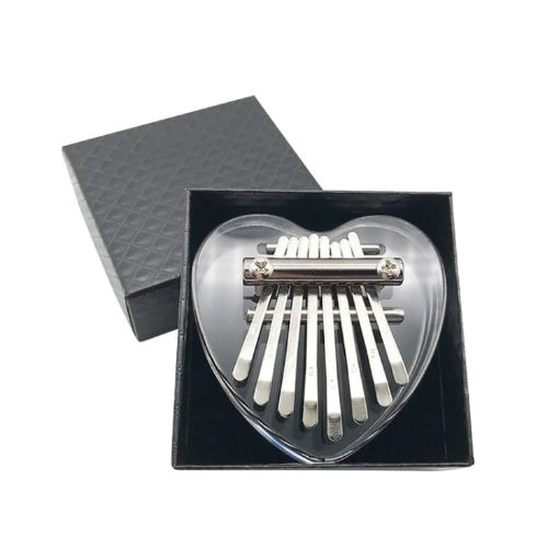 Mini 8 Tone Thumb Piano Kalimba, Acrylic Heart, Random Packaging - 1