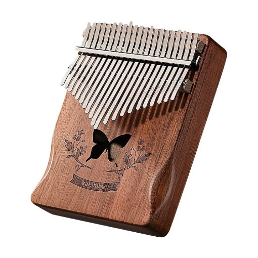 21 Tone Acacia Wood Kalimba Thumb Piano (Coffee-Butterfly Design) - 1
