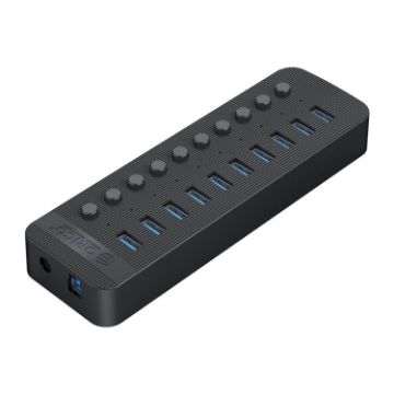 ORICO CT2U3-10AB-BK 10-Port USB HUB with Switches, EU Plug, Black - 1