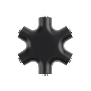 6 in 1 Audio Adapter 3.5mm Jack Multi Port Hub Aux Splitter (Black) - 1