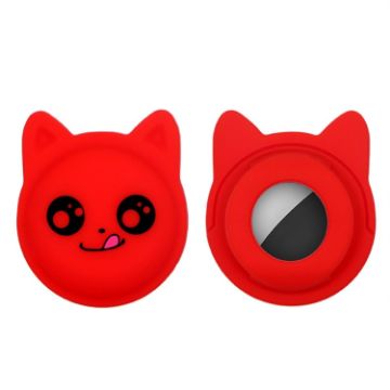Red Silicone Case for AirTag - Naughty Smile Cute Cartoon Pet Collar Tracker - 1
