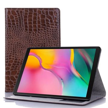 Samsung Galaxy Tab A7 T500 Crocodile Leather Case - Brown - 1