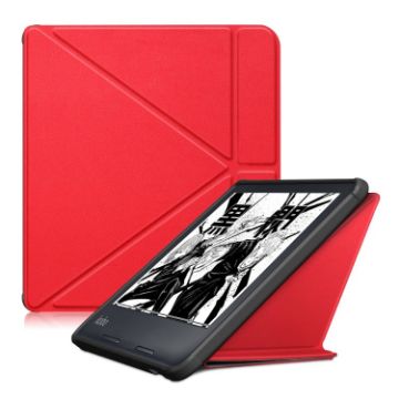 KOBO Libra2 2021 Red Multi-folding Leather Tablet Case - 1