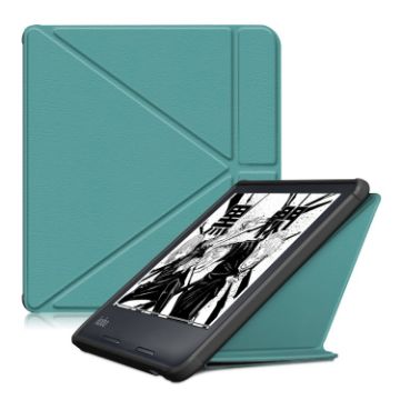 KOBO Libra2 2021 Dark Green Multi-folding Leather Tablet Case - 1