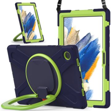Samsung Galaxy Tab A8 10.5 2021 Case, Silicone + PC, Navy Blue/Lime - 1