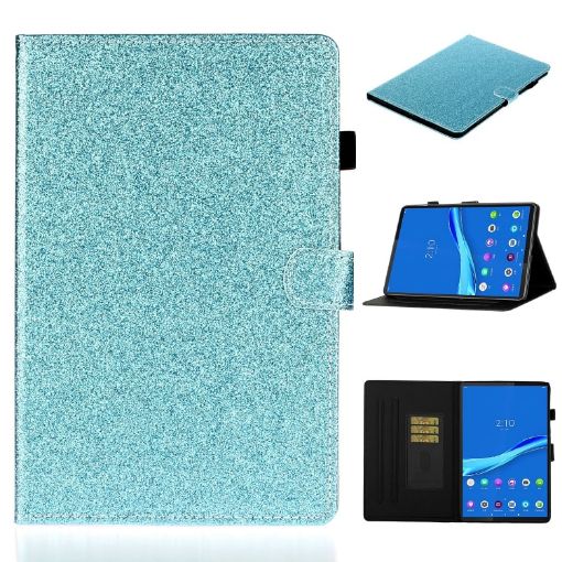 Samsung Galaxy Tab A8 10.5 2021 Glitter Leather Case - Blue - 1