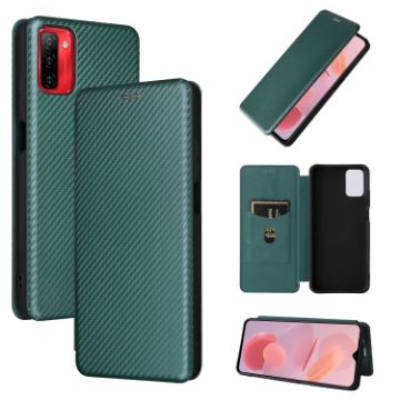 Ulefone Note 12P Green PU Flip Case - Carbon Fiber Texture Cover - 1