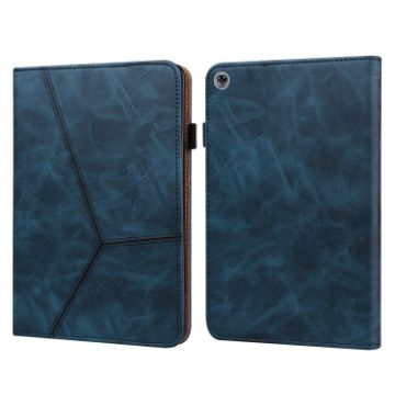 Huawei MediaPad M5 Lite 10.1 Blue Embossed Striped Leather Case - 1