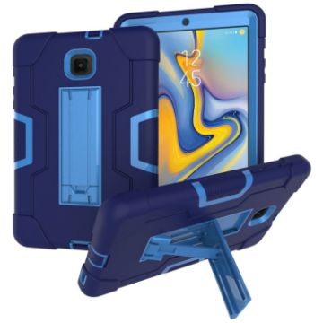 Galaxy Tab A 8.0 (2018) T387 Silicone + PC Case with Holder - Navy/Blue - 1