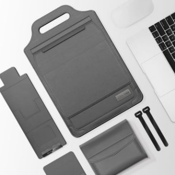 15" Grey Multifunctional Mouse Pad Stand & Handheld Laptop Bag - 1