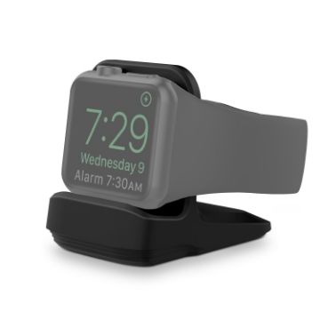 Black Silicone Charging Holder for Apple Watch - Secure & Stylish Stand - 1