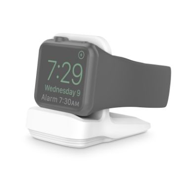 White Silicone Charging Holder for Apple Watch - Secure & Stylish Stand - 1