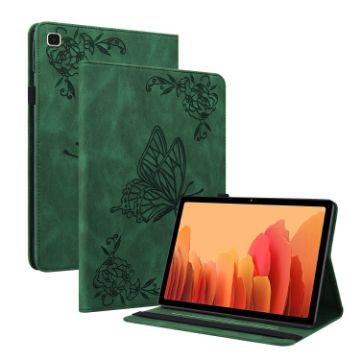 Samsung Galaxy Tab A7 10.4 2020 Butterfly Flower Leather Case Green - 1