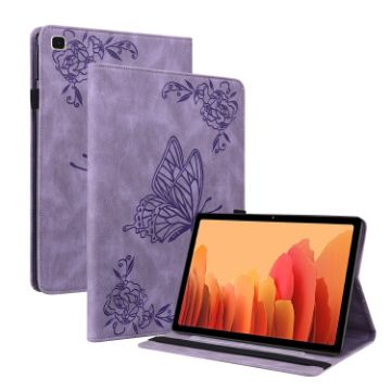 Samsung Galaxy Tab A7 10.4 2020 Butterfly Flower Leather Case Purple - 1