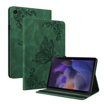 Samsung Galaxy Tab A8 10.5 2021 Green Butterfly Flower Leather Case - 1