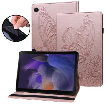 Samsung Galaxy Tab A8 Butterfly Embossed Leather Case - Rose Gold - 1